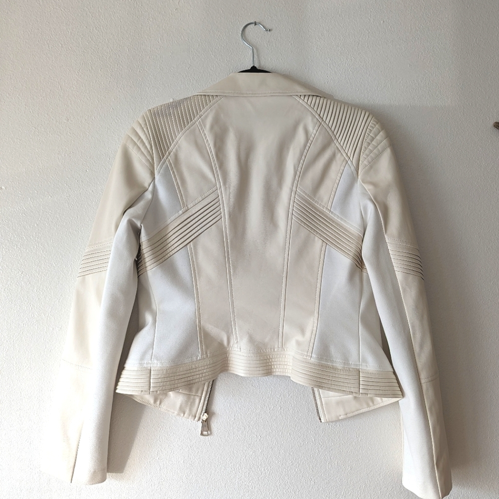 Bebe Leather Two Toned White Jacket